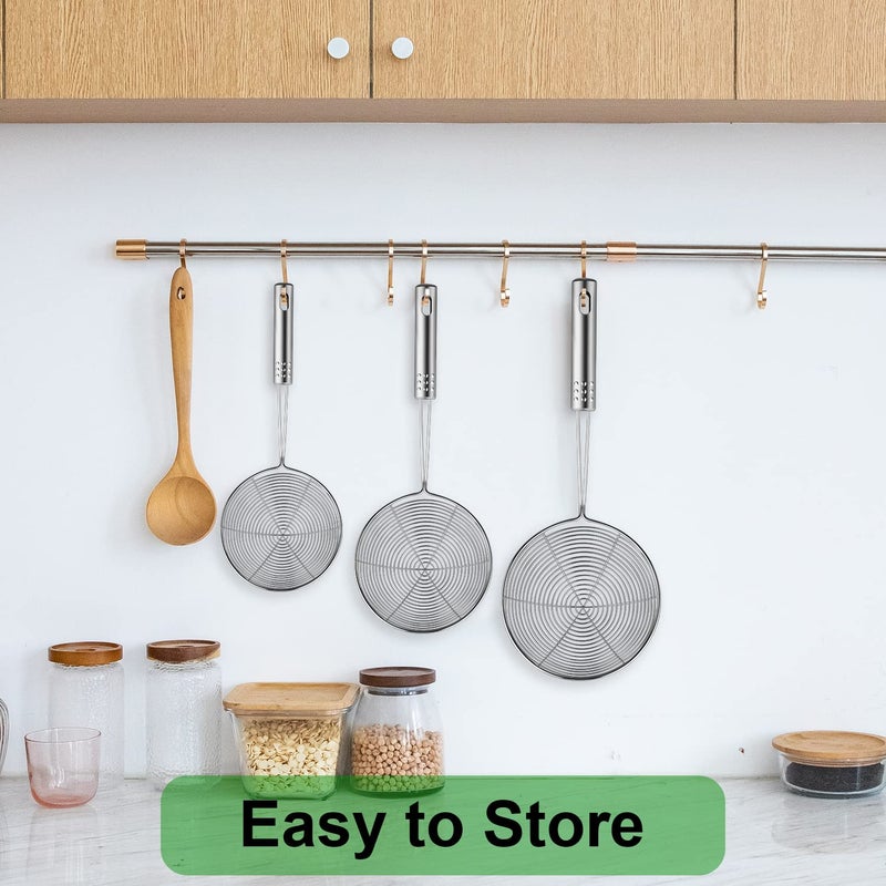 Swify Spider Strainer Set of 3 Asian Strainer Ladle Stainless Steel Wire Skimmer Spoon with Handle for Kitchen Frying Food, Pasta, Spaghetti, Noodle-30.5cm, 32cm, 35cm - Image 4